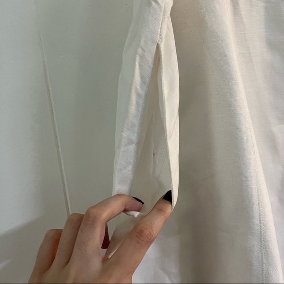 White buttoned long mid-calf length midi skirt cotton blend and linen plus size - Picture 3 of 12